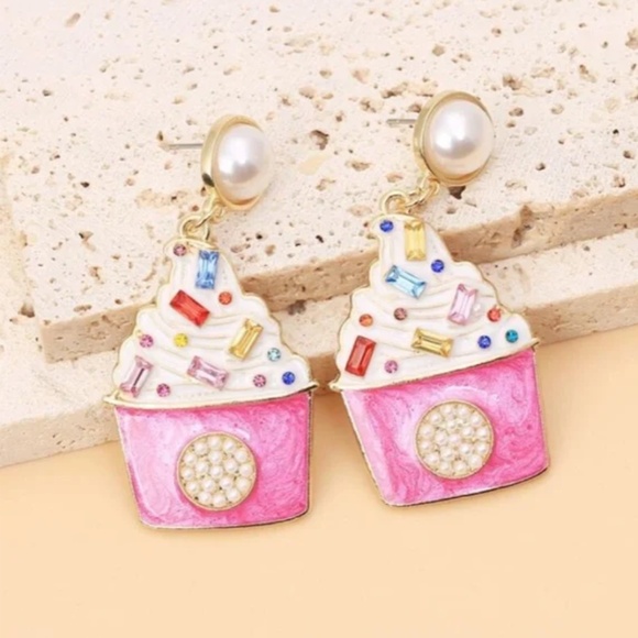 ❤️ FREE Ice Cream Candy Snacks Boho Rhinestone Peasant Hipster Hippie Earrings - Picture 2 of 3